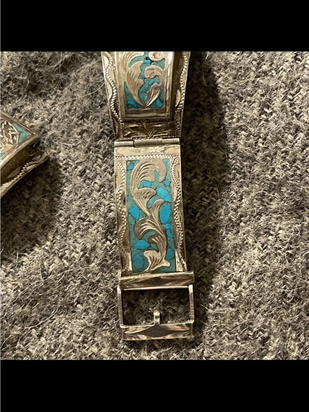 Sterling Silver and Turquoise Watch Band from Mexico